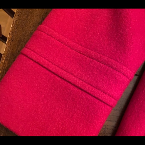 SOLD: Rich Red Italian Wool Fleurette Pea Coat - Picture 6 of 8